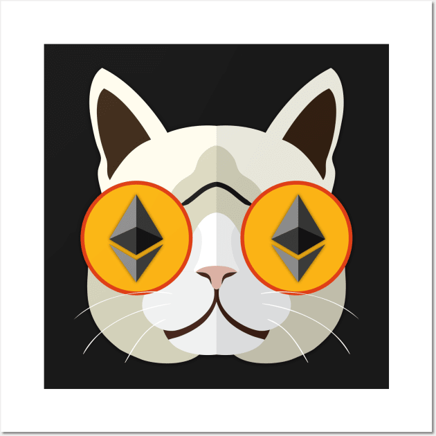 Ethereum Cat Hipster Wall Art by mangobanana